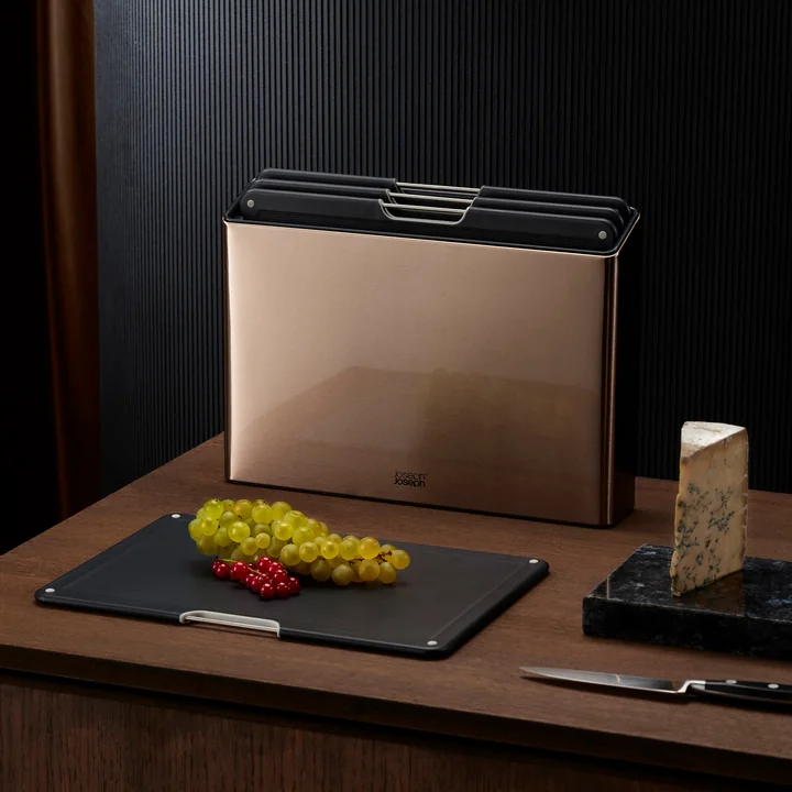 Folio Steel cutting boards, carbon rose gold (4 pieces) by Joseph Joseph