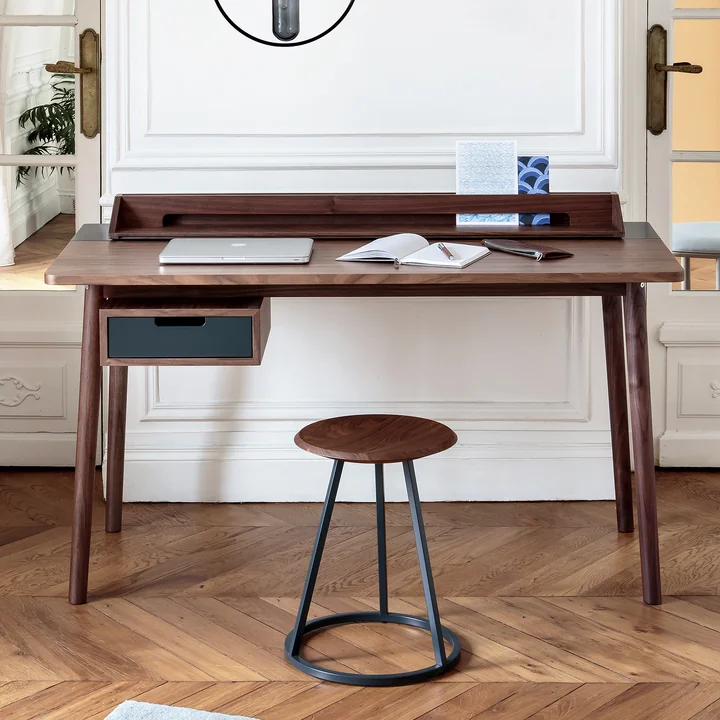 Honoré desk, walnut nature / slate gray of Hartô