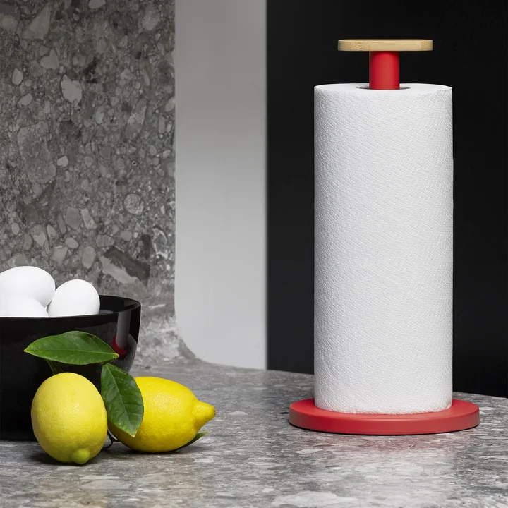 Mattina Kitchen roll holder from Alessi in color red
