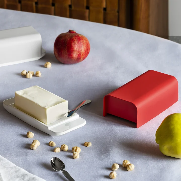 Mattina Butter dish from Alessi in color red