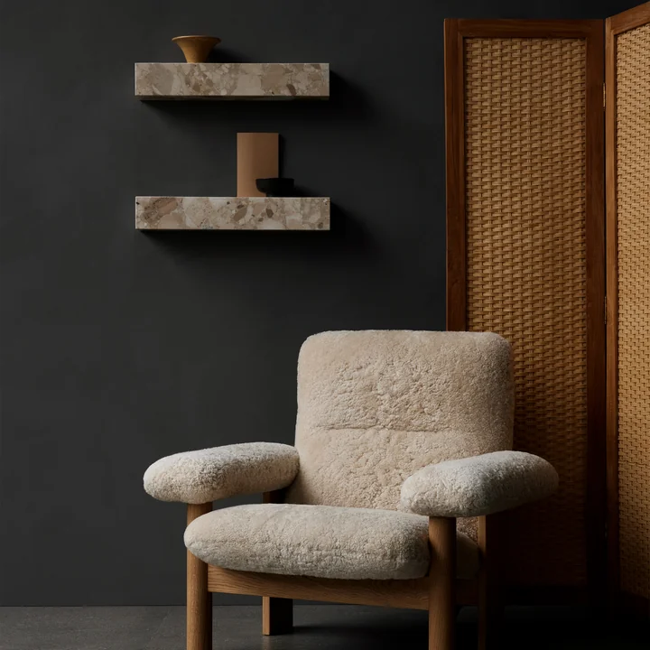 Plinth Wall shelf from Audo in the color sand (Kunis Breccia)