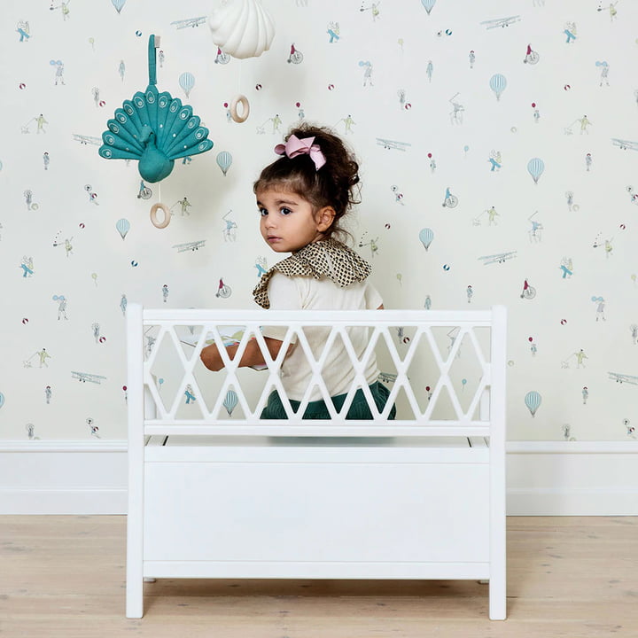 Harlequin children's bench with storage from Cam Cam Copenhagen in color white