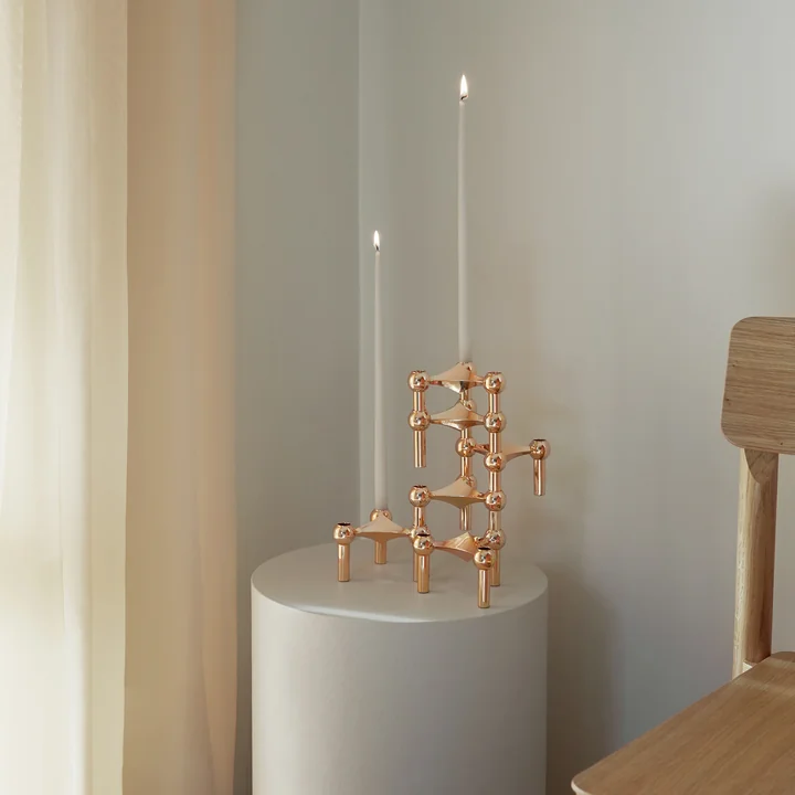 Candle holder, black / chrome from Nagel Stoff
