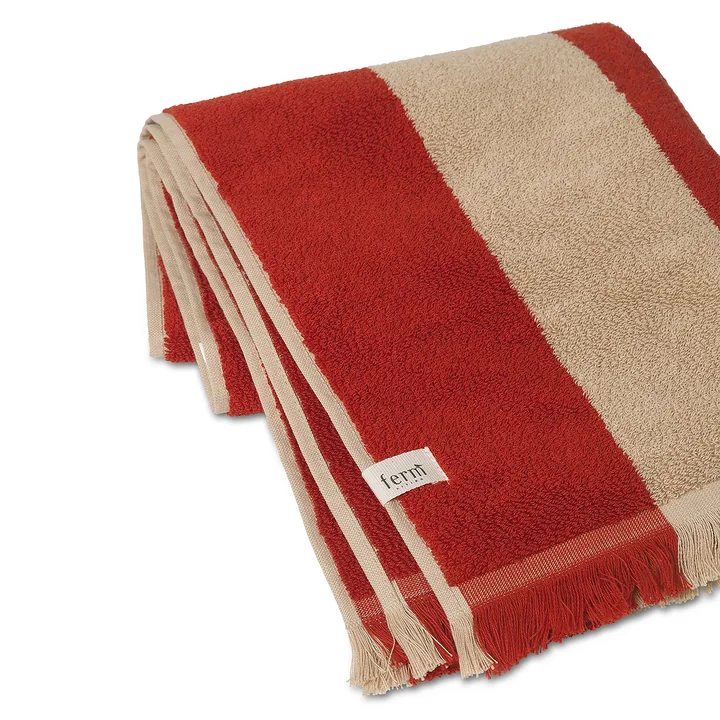 Alee Bath towel, light camel / red by Ferm Living
