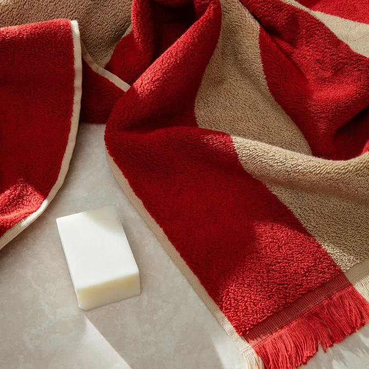Alee Towel, light camel / red by Ferm Living