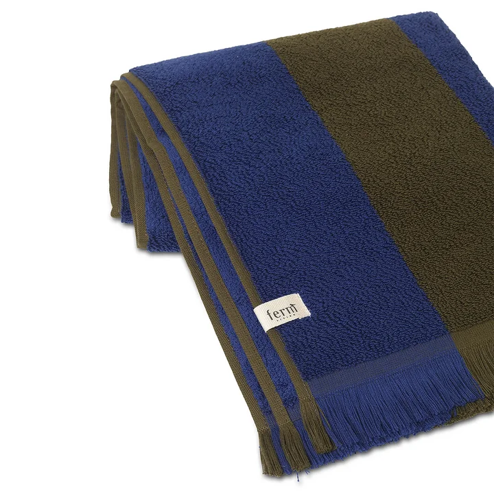 Alee Bath towel, olive / bright blue by Ferm Living