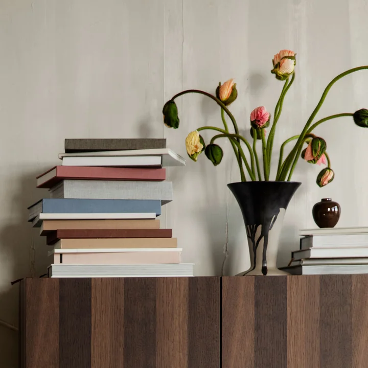 Flores Vase from Ferm Living in the version sand / black