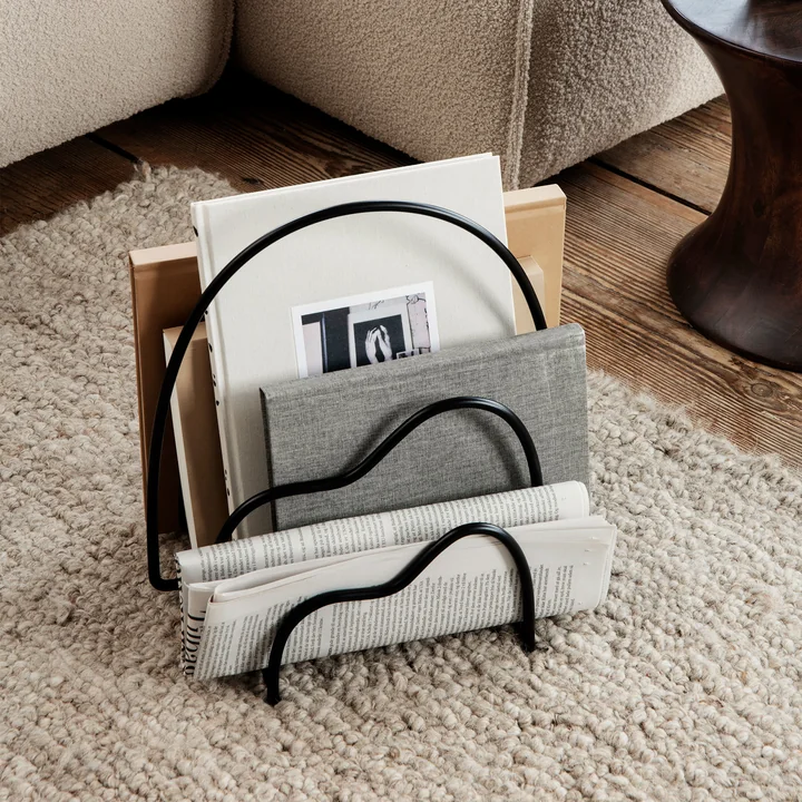 Lithos Magazine rack from Ferm Living in the color black