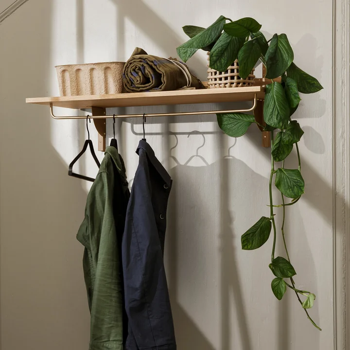 Sector Wall coat rack from Ferm Living in the finish oak / brass