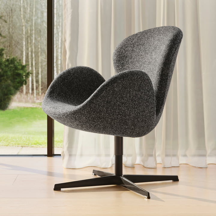 Swan armchair, Vanir Granite, brown / black PVD frame by Fritz Hansen