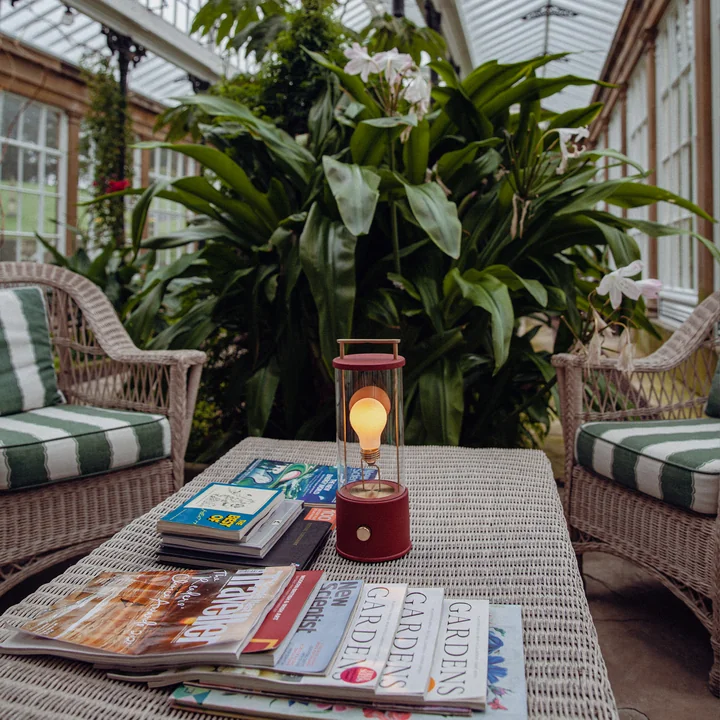 The Muse LED rechargeable table lamp, pomona red from Tala