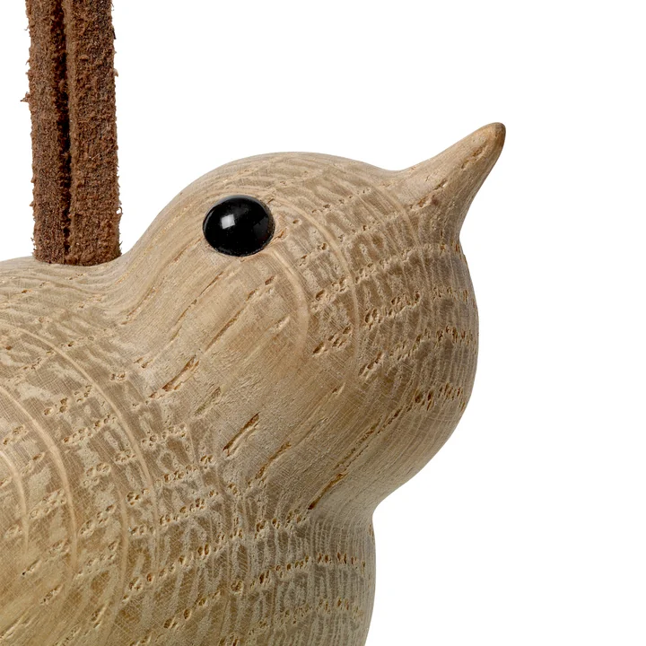 Karen Blixens Christmas Nordic Tales Pendant, sparrow, Ø 4.5 cm, oak from Rosendahl