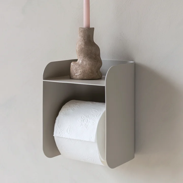 Carry Toilet paper holder with shelf from Mette Ditmer in the color sand grey