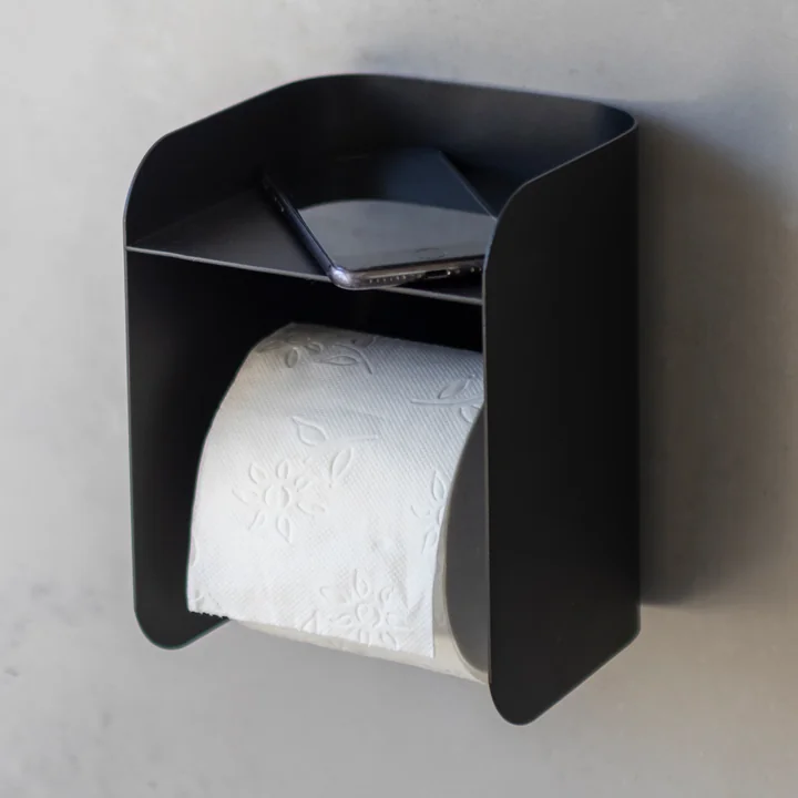 Carry Toilet paper holder with shelf from Mette Ditmer in color black