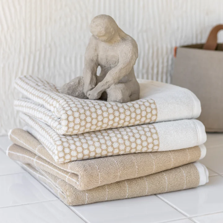 Grid Towel Grid and Tile from Mette Ditmer in the color off-white