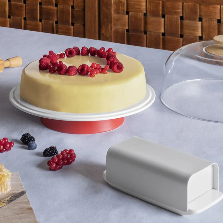 Mattina Cake plate on foot with bell from Alessi