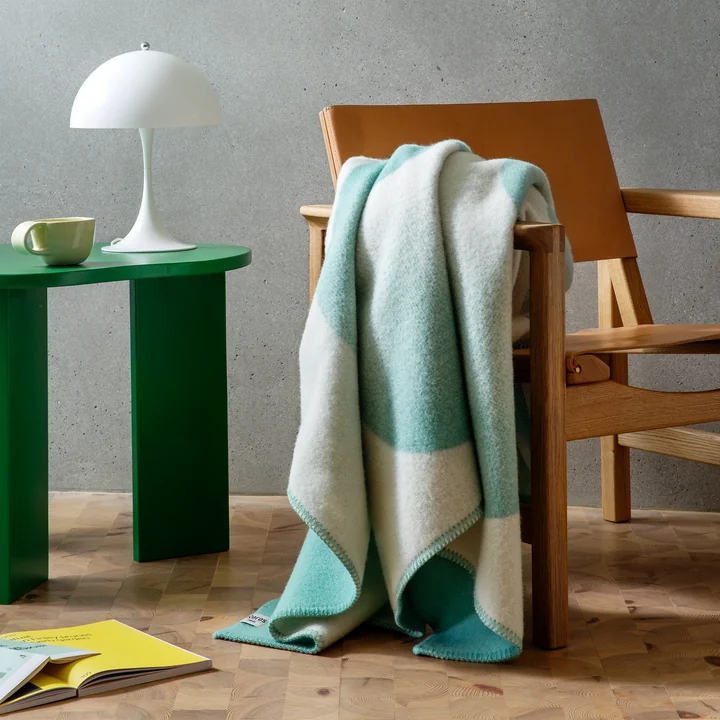 MOON Blanket, crescent,135 x 200 cm, tranquille green from Røros Tweed