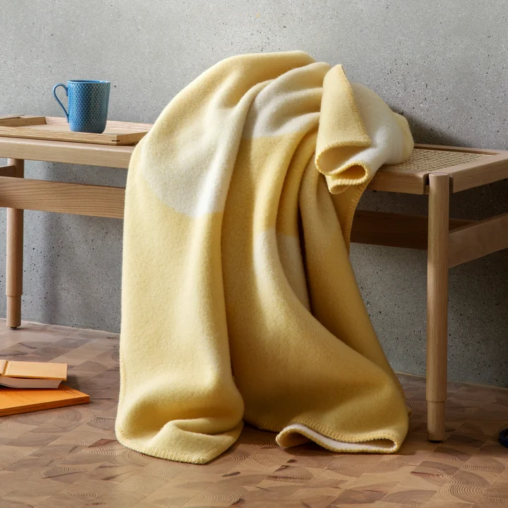 MOON Blanket, crescent,135 x 200 cm, yellow ray from Røros Tweed