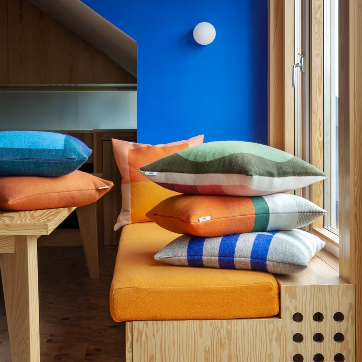Grouped cushions from Røros Tweed