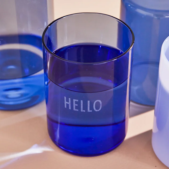 AJ Favourite drinking glass, Hello / blue from Design Letters