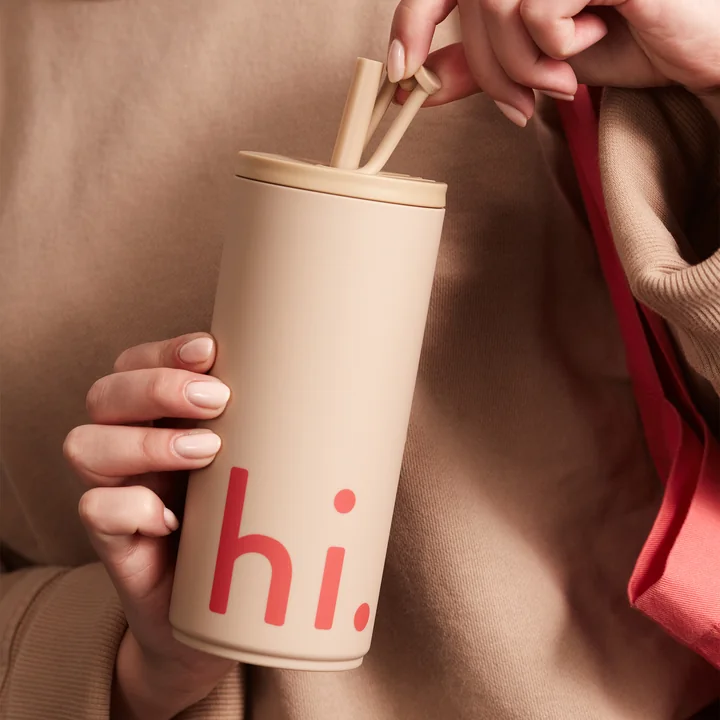 Hi Travel Drinking straw cup, 0.5 l, beige from Design Letters