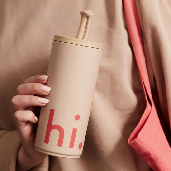 Hi Travel Drinking straw cup, 0.5 l, beige from Design Letters