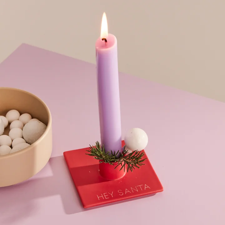 Tell your Christmas Story Candlestick, Hey Santa / red from Design Letters