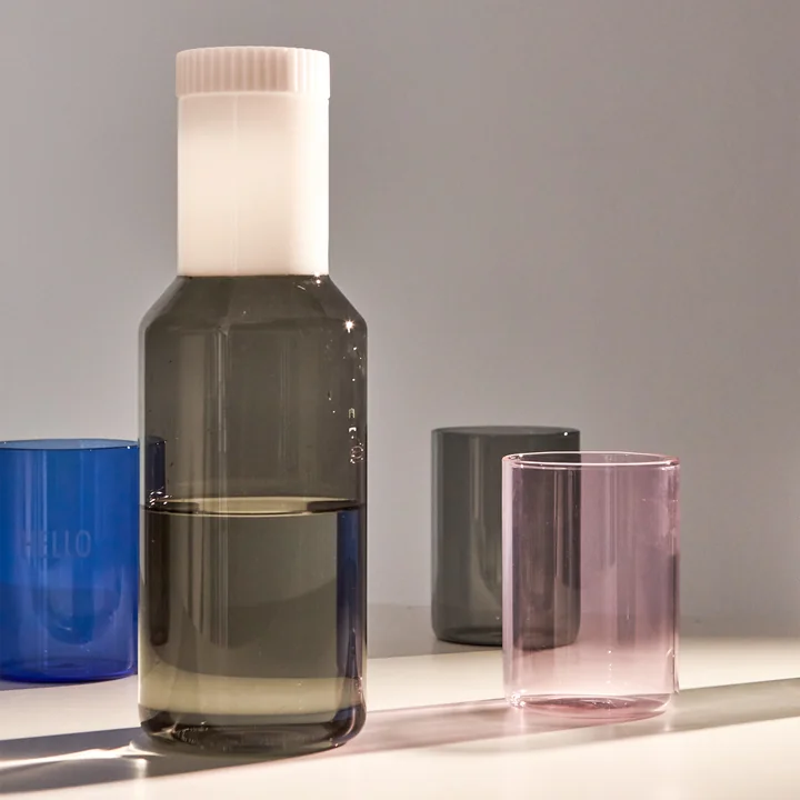 Tube Glass carafe, 1 l, smoke / milky white by Design Letters