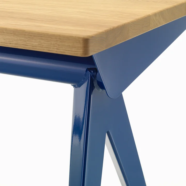 Compas Direction Table from Vitra in the finish natural oak / Prouvé Bleu Marcoule