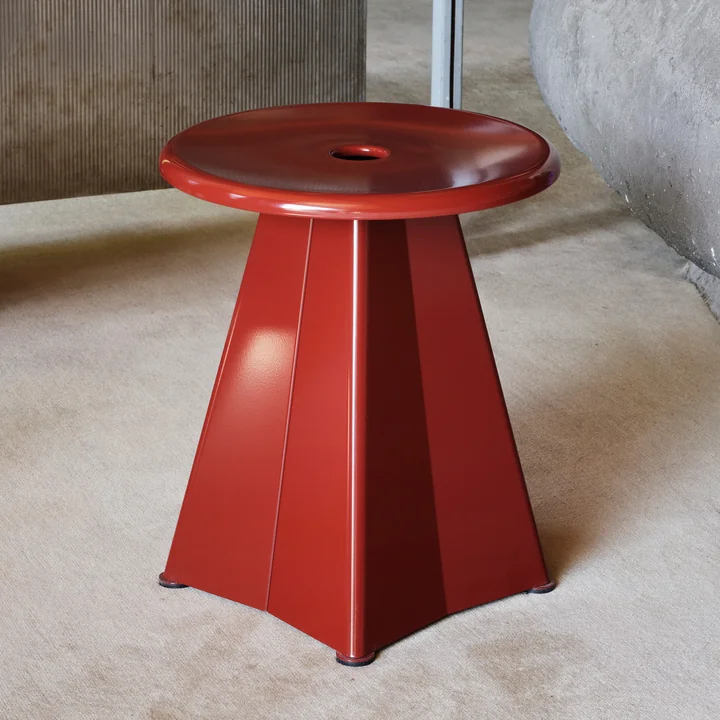Tabouret Métallique Stool from Vitra in the version japanese red