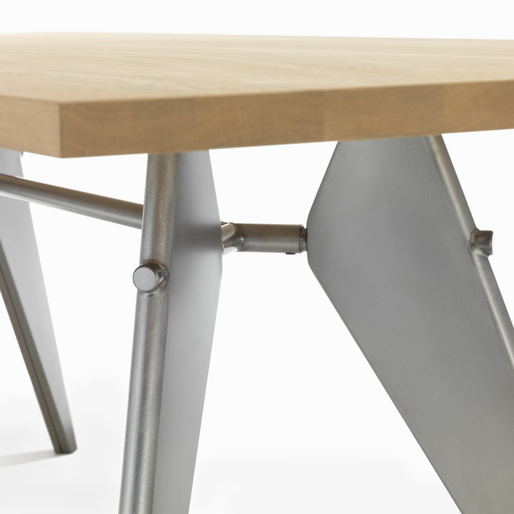 EM Table Dining table from Vitra in the finish natural oak / Prouvé Métal Brut