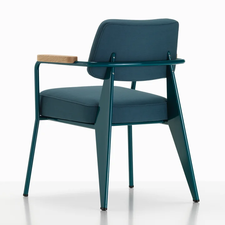 Fauteuil Direction Armchair from Vitra in the finish natural oak / ink blue