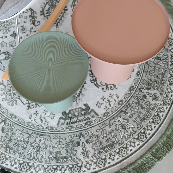 Jass carpet round and Tone side table from Livingstone