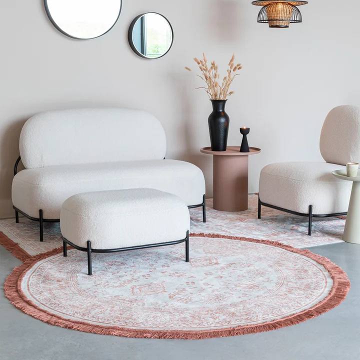 Jass Carpet round from Livingstone in pink / gray finish