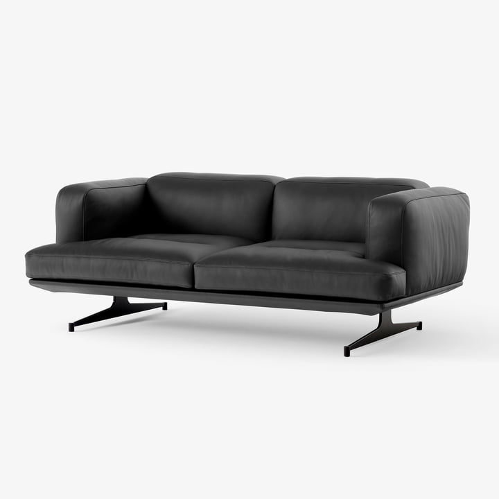 Inland Sofa AV22, 2-seater, frame black / black noble leather from & Tradition