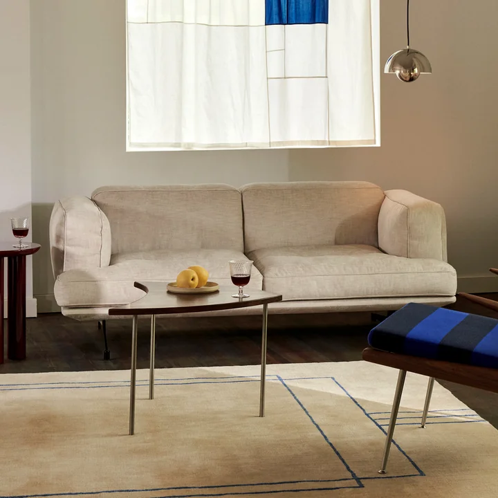 Inland Sofa AV22, 2-seater, frame warm black / beige (Clay 0011) from & Tradition