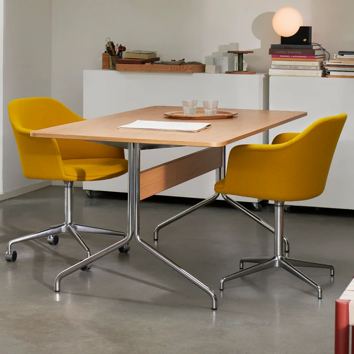 Pavilion Dining Dining table, oak clear lacquered / frame chrome from & Tradition