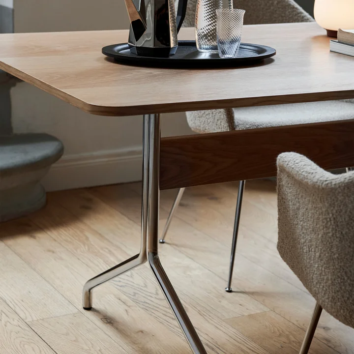 Pavilion Dining Dining table, oak clear lacquered / frame chrome from & Tradition