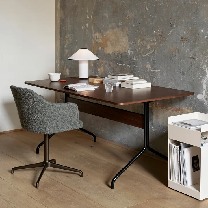 Pavilion Dining Dining table, walnut lacquered / black frame from & Tradition