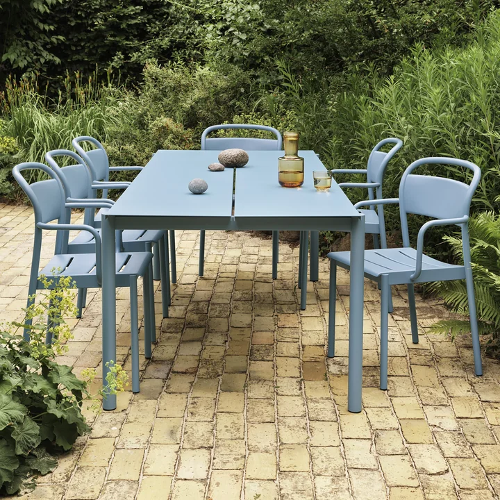 Linear Steel Armchair Outdoor, light blue from Muuto
