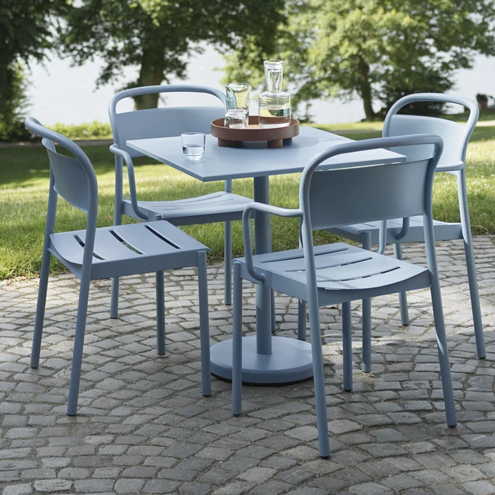 Linear Steel Side Chair Outdoor, light blue from Muuto