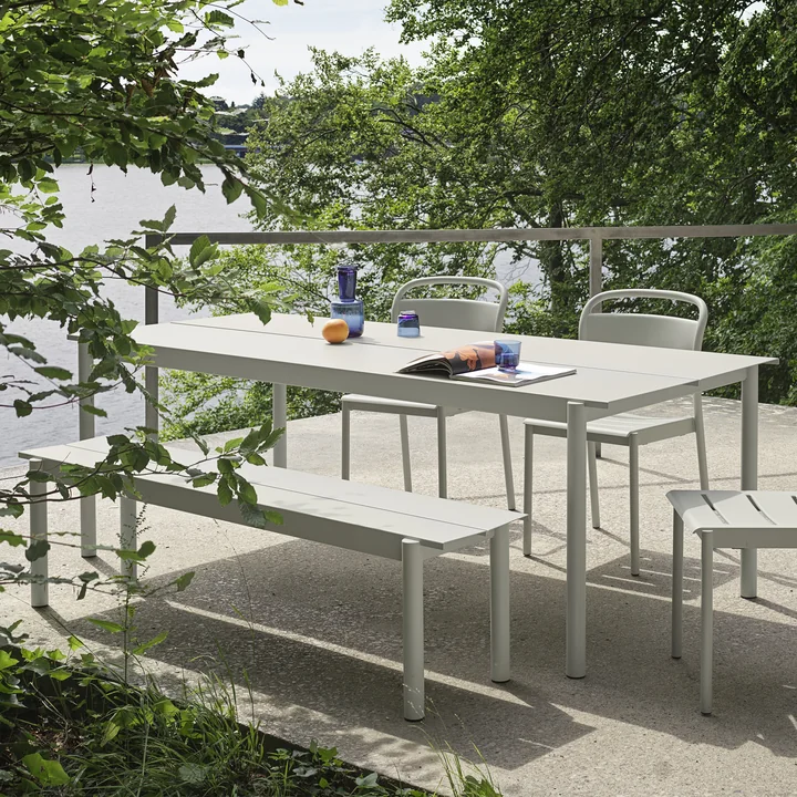 Linear steel table outdoor, 90 x 220 cm, gray from Muuto