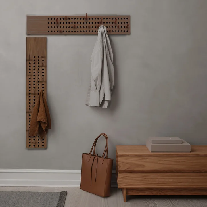 Scoreboard Coat rack from We Do Wood in smoked oak finish