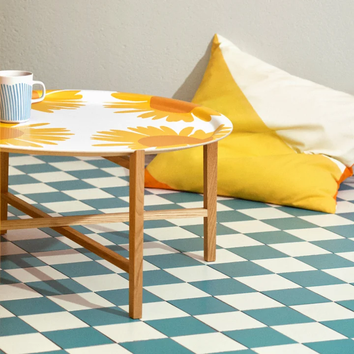 Marimekko - Auringonkukka serving tray Ø 65 cm, white / yellow / orange