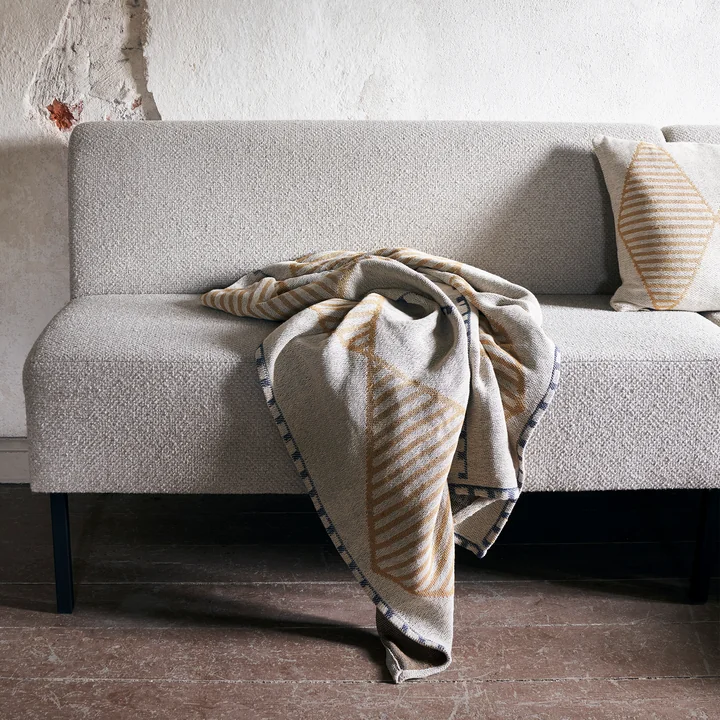 Blanket Jaipu, 130 x 180 cm, mustard yellow from House Doctor