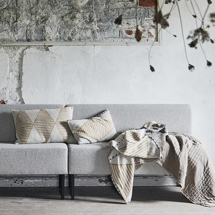 Jaipu Pillowcase, mustard yellow / Jaipu Blanket, mustard yellow from Housedoctor