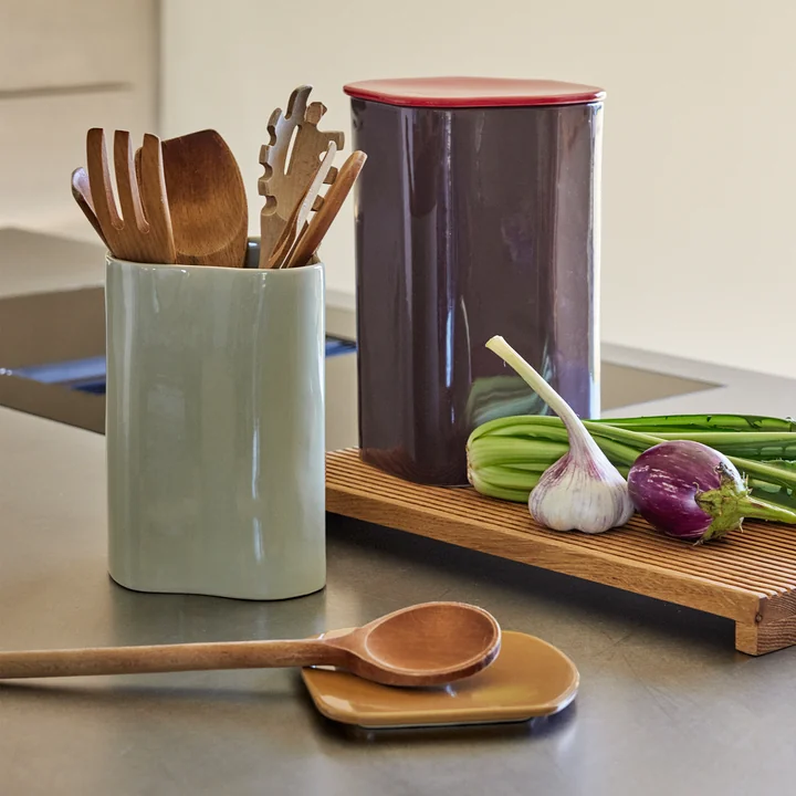 Amare storage with lid small, sand / brown of Hübsch Interior