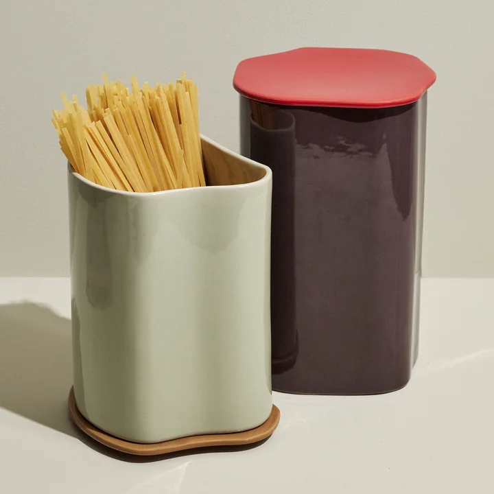 Amare storage with lid small, sand / brown from Hübsch Interior