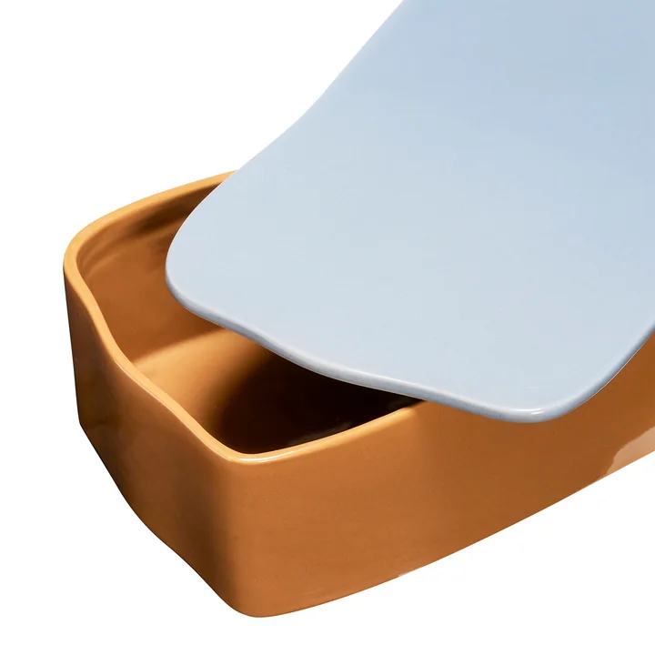 Amare desk organizer large, brown / light blue from Hübsch Interior