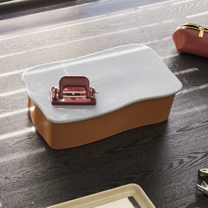 Amare desk organizer large, brown / light blue from Hübsch Interior